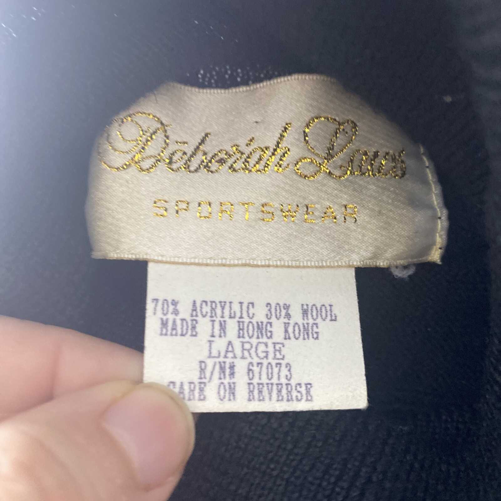 Deborah Laus Sportswear Vintage Acrylic & Wool Blend Black Turtleneck Size Large