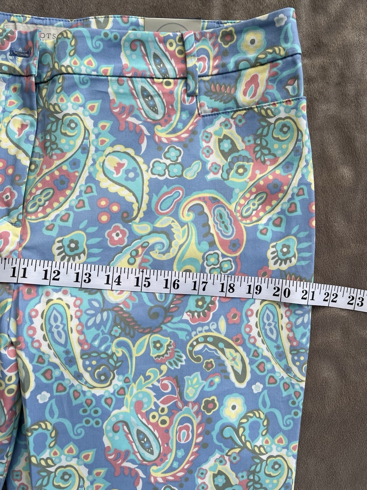 Talbots Women’s Chatham Ankle Pants Blue White Paisley Floral Sz 16 Petite NWT