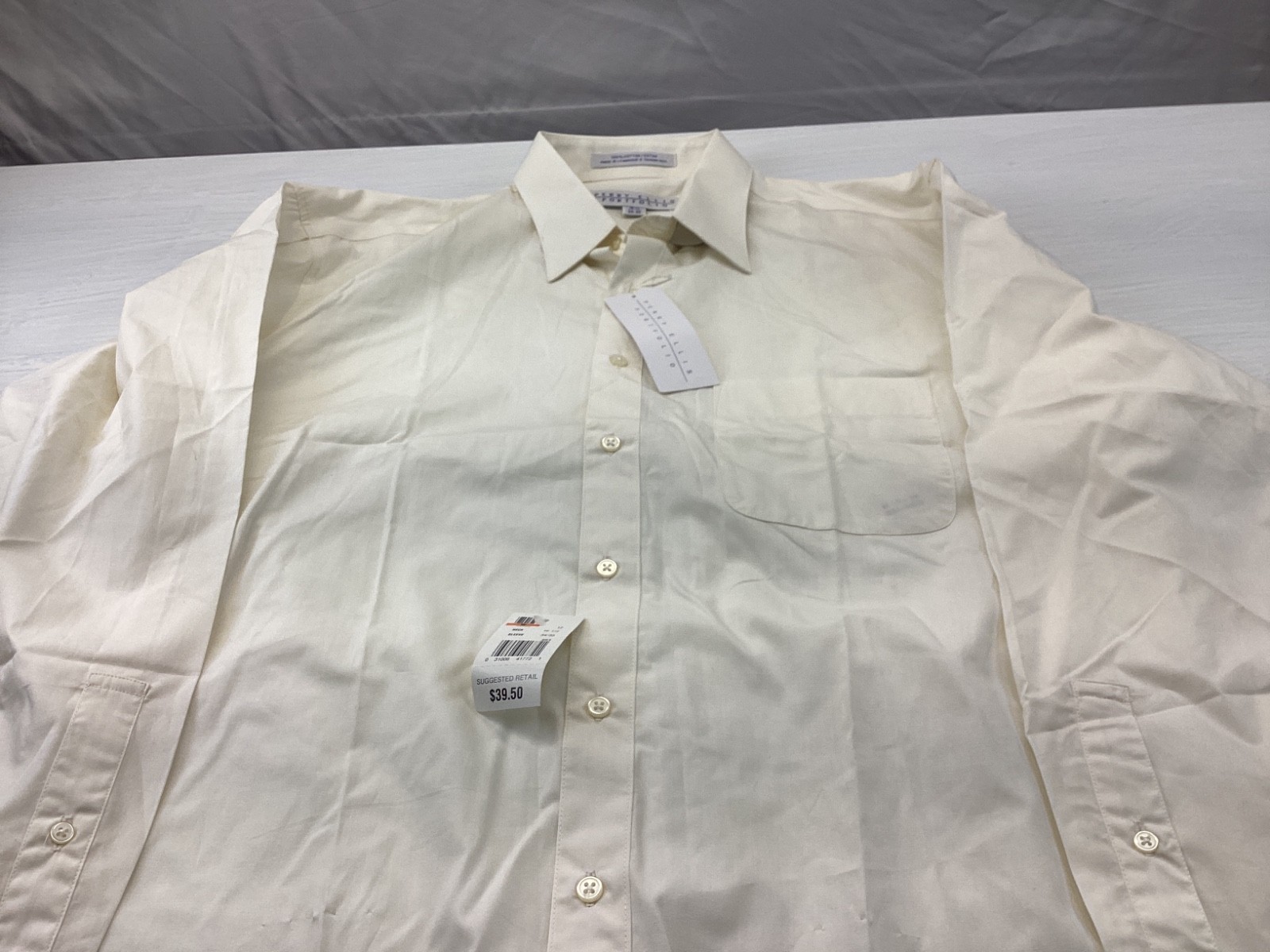 Perry Ellis Shirt Mens 16 1/2 34 35 Off White Button Up Cotton