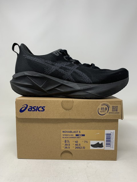 Men’s Asics Novablast 5, Black/Carrier Grey, 8.5 D Medium US