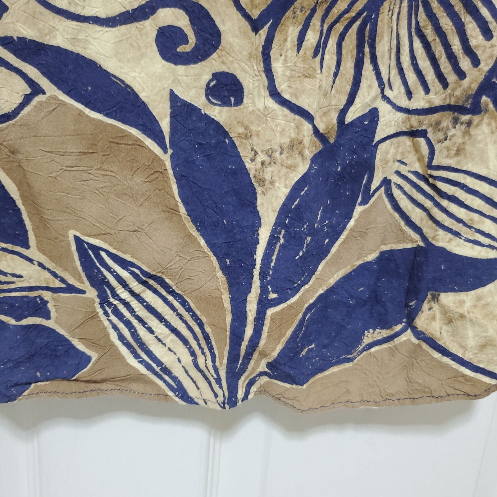 Jams World Shirt Men XL run Small Brown Blue Floral Hawaiian Lily Abstract Light