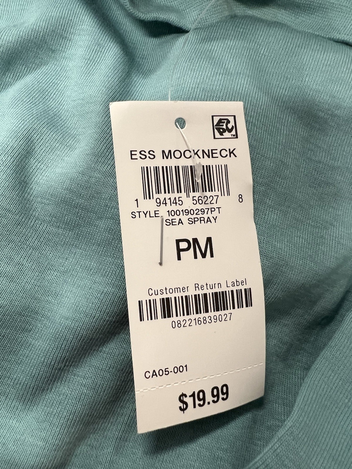 Style & Co Petite Mock-Neck Cotton Long-Sleeve T-Shirt,sea Spray Size PM