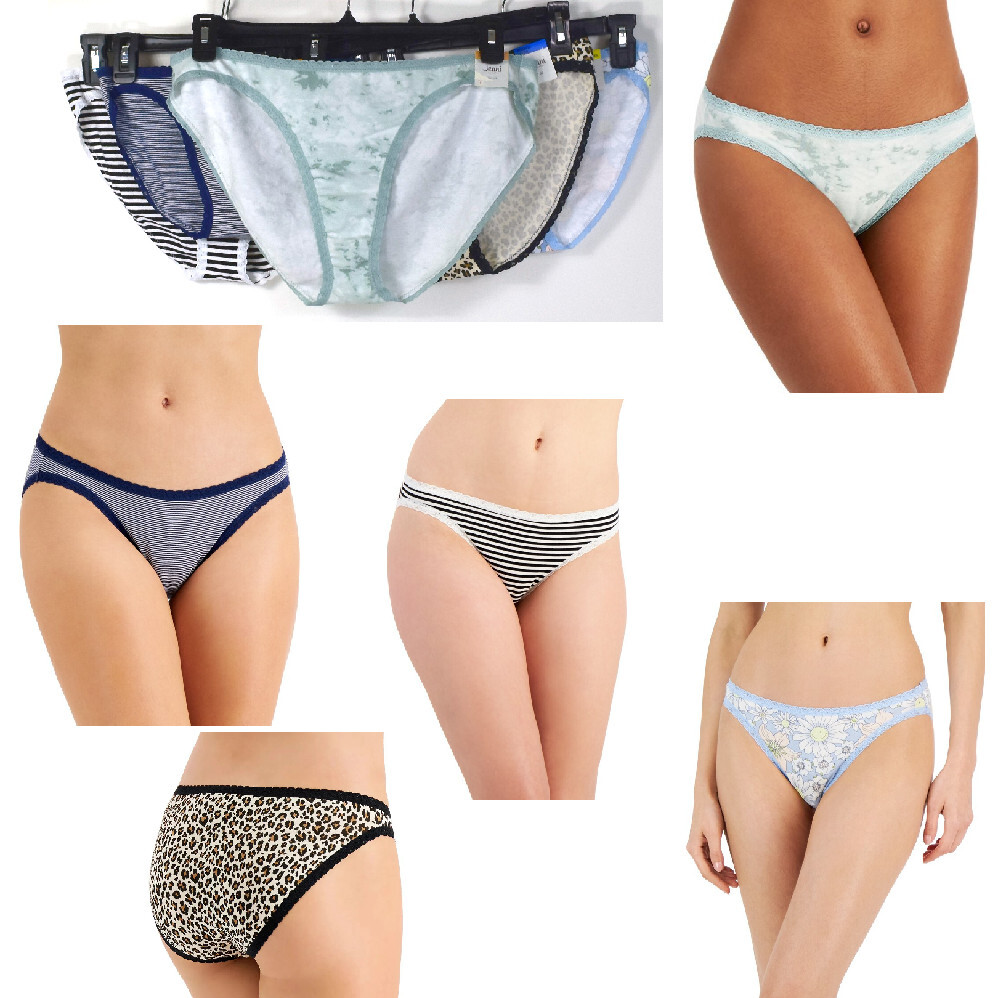 Jenni Cotton Blend Lace Trim Print Bikini Choose Size & Color New Panty