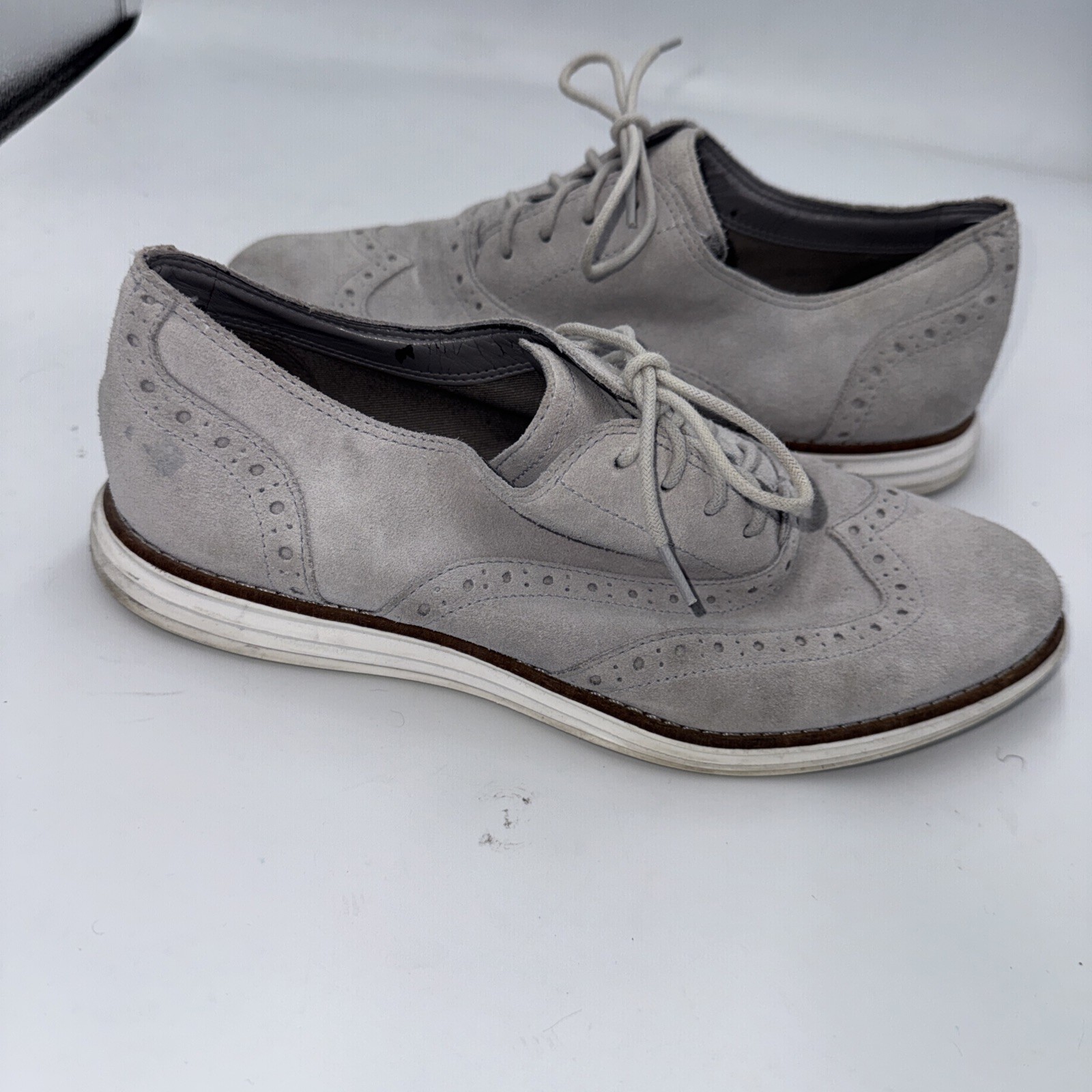 Cole Haan Grand.OS Waterproof Wingtip Oxfords Mens 8.5 B Gray Dress Shoes
