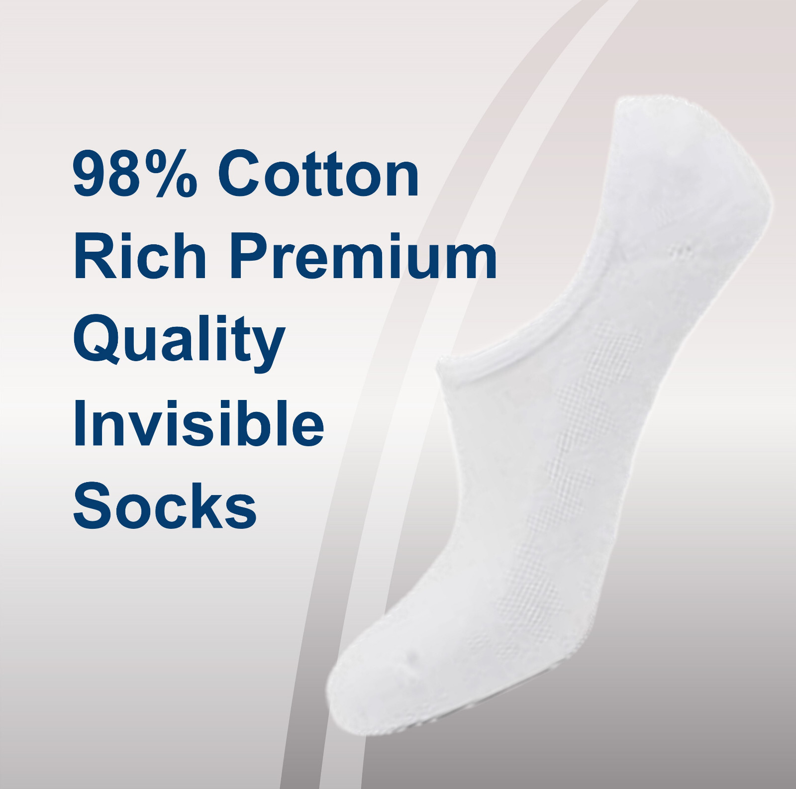 Invisible Trainer Socks For Women 98% Cotton Size 4-7 No Show Liner Socks