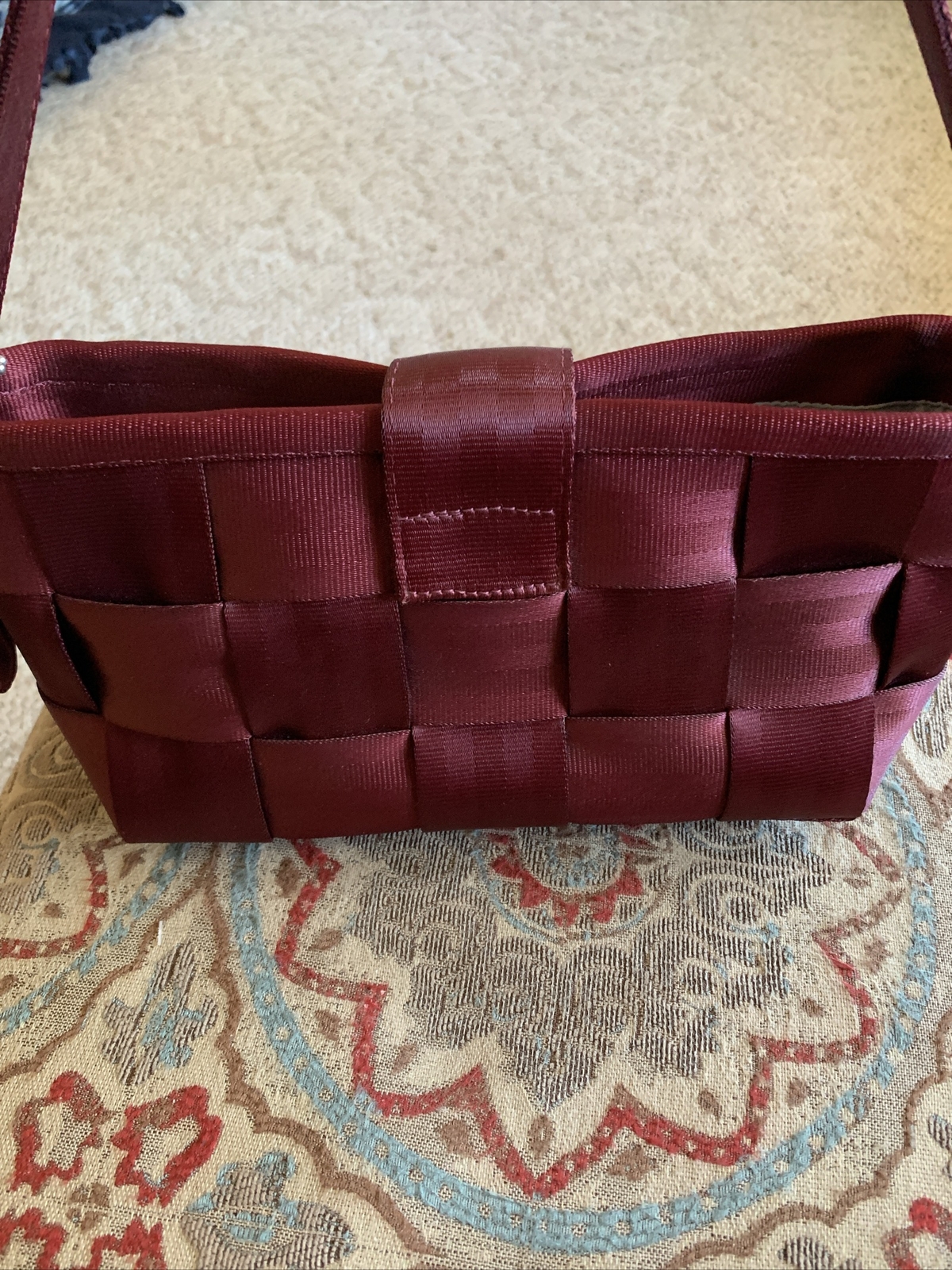 Harveys Original Seatbelt Bag Woven Satchel Bag Dark Raspberry USA