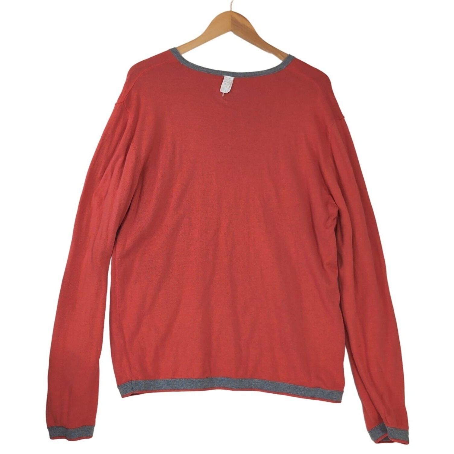 Five Four Reversible Sweater Mens XL Grey Orange Pullover Crew Neck Cotton