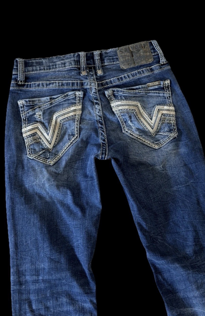 Salvage Supply Mayhem Straight Stretch Buckle Jeans ~ Men’s Size 30 x 32/30