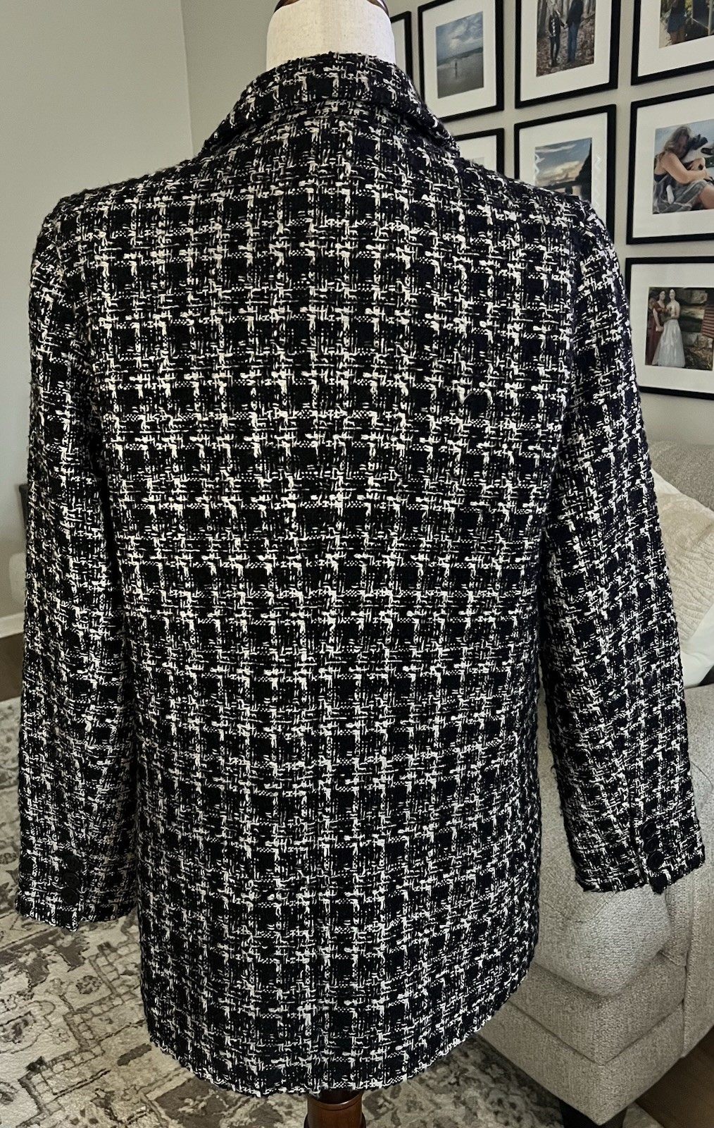 Anine Bing Madeleine Tweed Blazer Lined Double Breasted Jacket Medium
