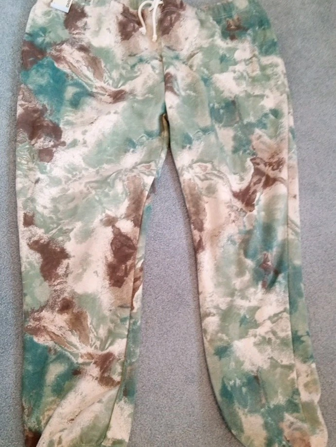 Men’s Fleece 2(XL) 44-46 Jogger Pants Olive Camo Elastic
