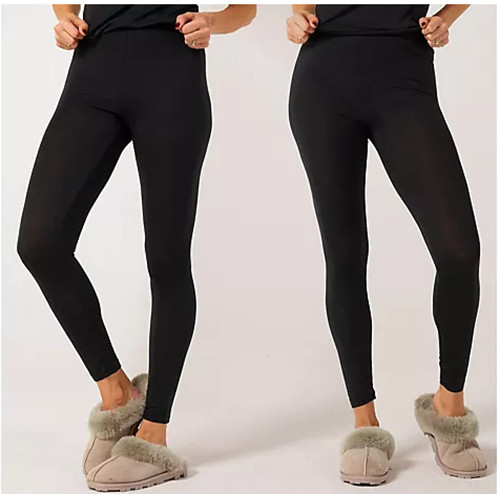 Cozee Home Leggings Pack of 2 Black QVC bx1 New Size Medium