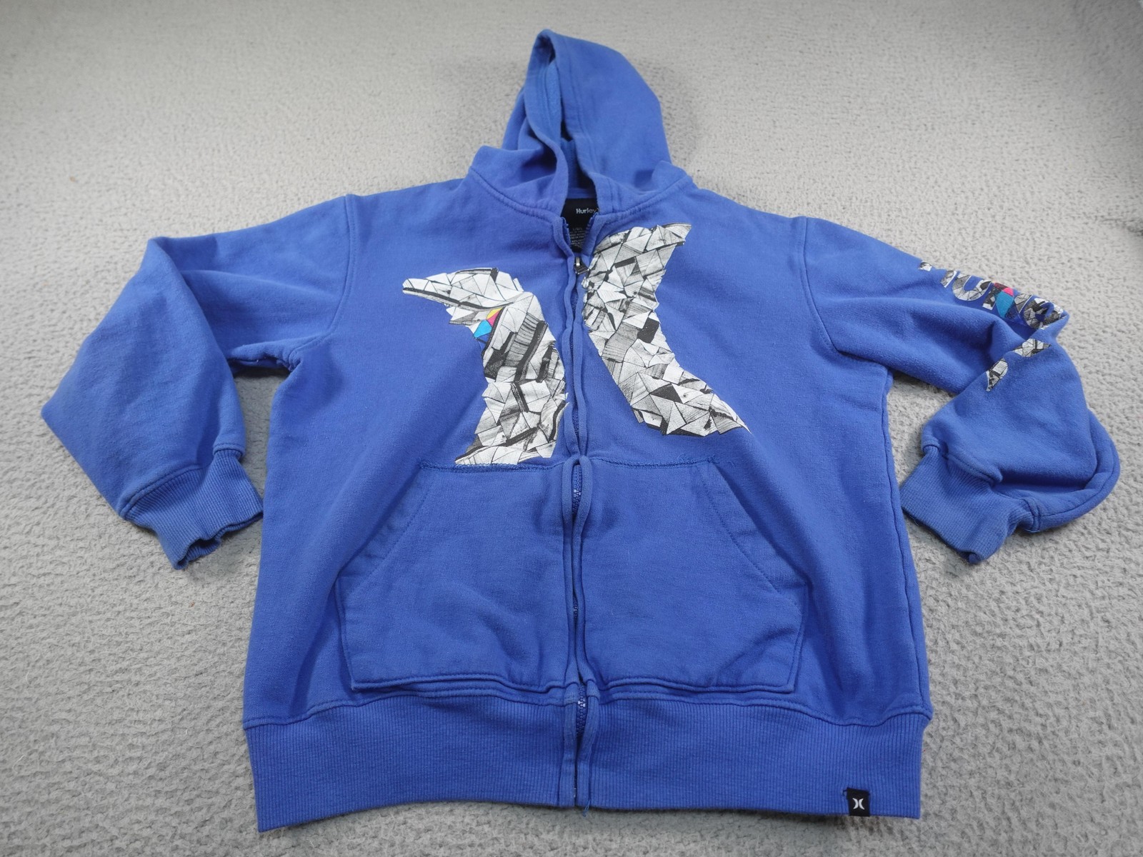 Y2K Hurley Hoodie Youth Large Blue Skater Skateboarding Surf Logo Sweatshirt