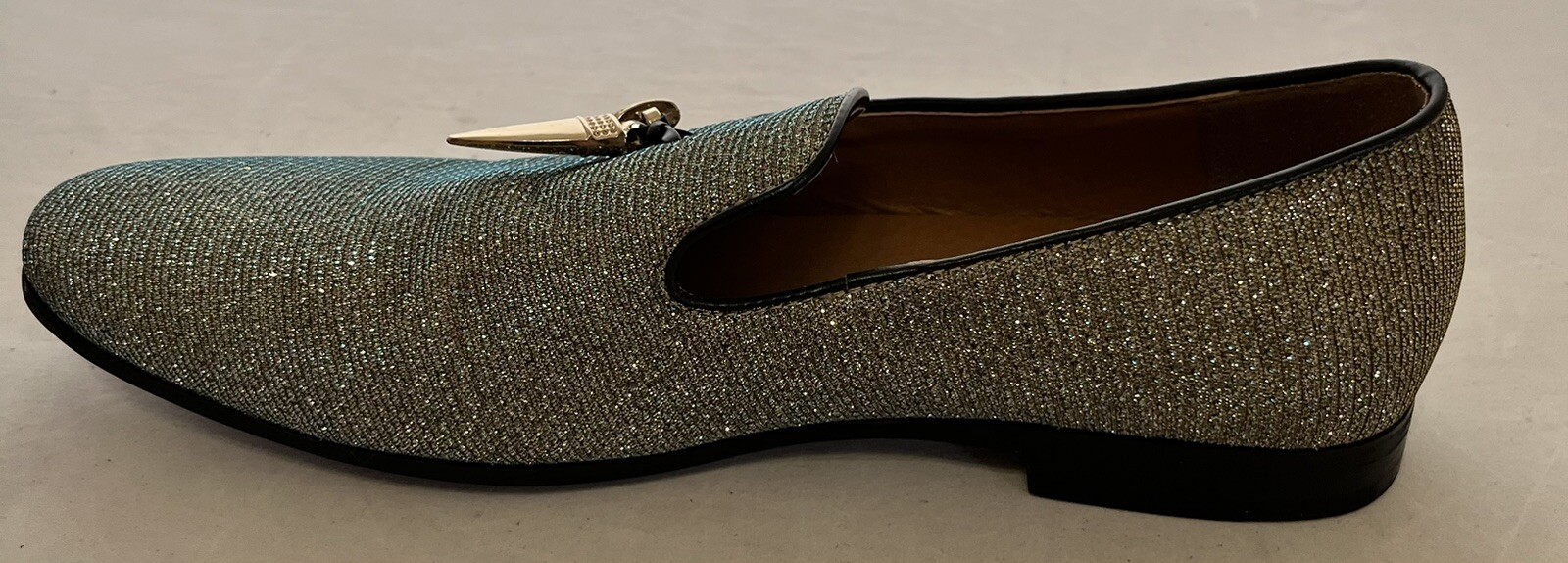 Giorgio Brutini Glitter Tassel Loafers 8.5D Red Sole Metallic Mesh Slip-On
