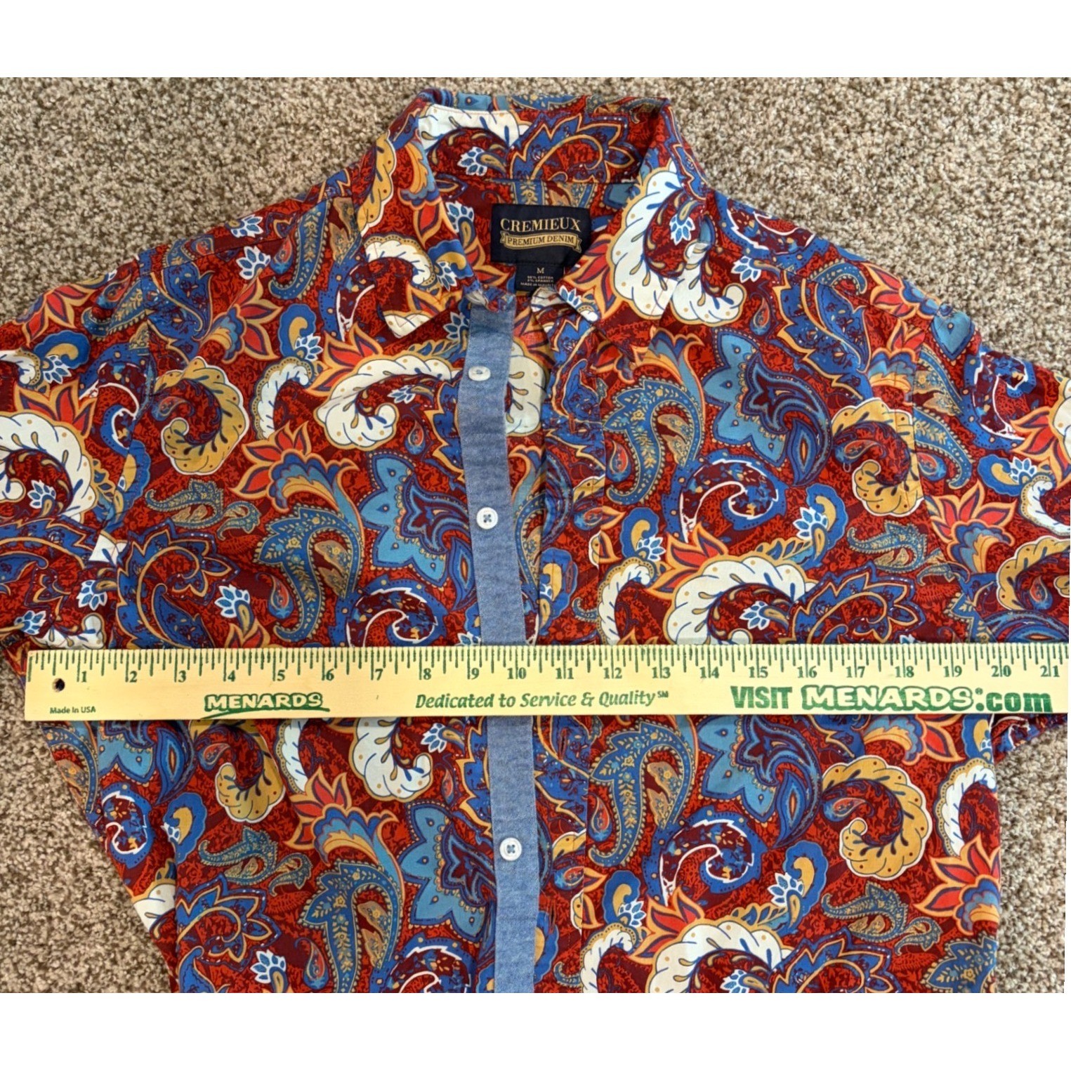 Cremieux Paisley Rodeo Button Up Shirt Womens M Blue Red Western Boho Stretch