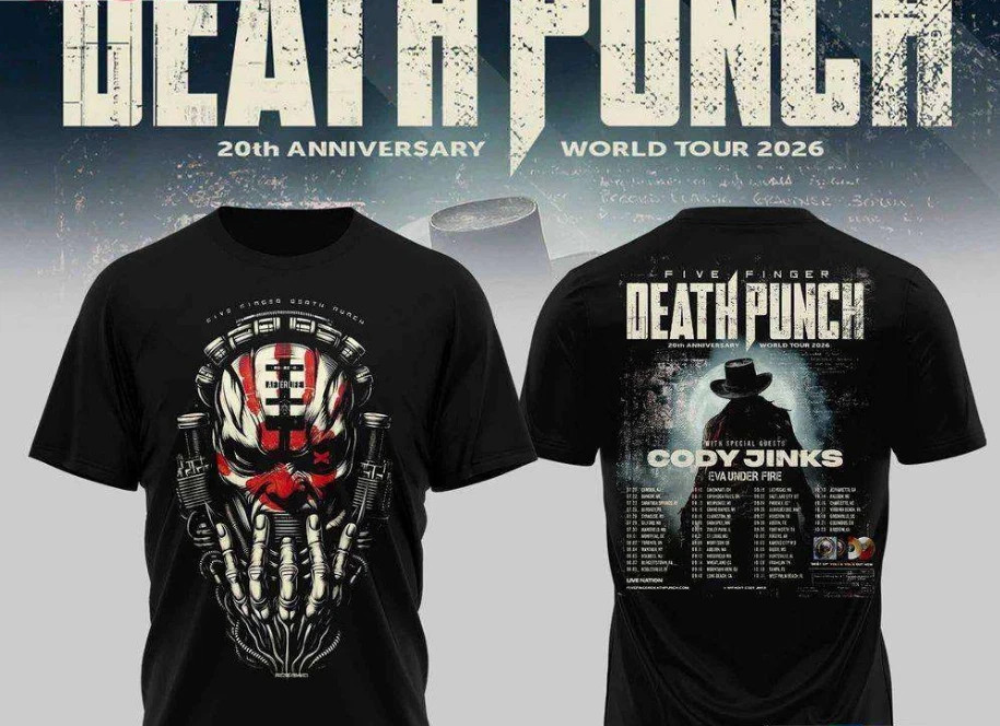 Five Finger Death Punch 20th Anniversary 2026 Tour T Shirt