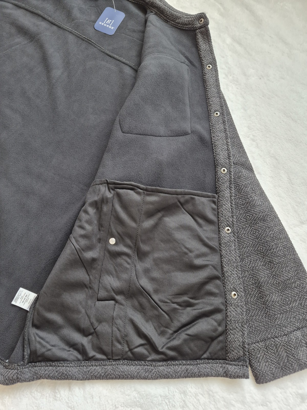 George Men’s Knit Fleece Shirt Jacket Black Soot Heather Size 3XL New