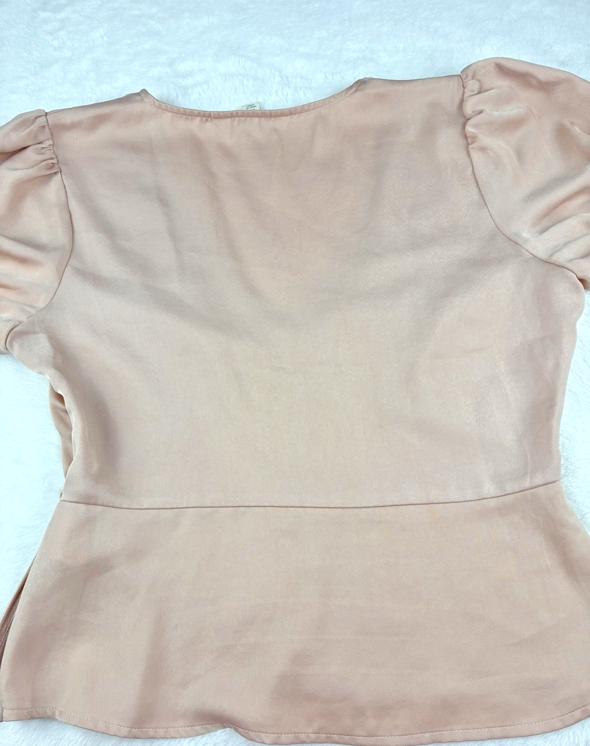 Dusty Rose Puff Sleeve Top V-Neck Button Cottagecore Romantic Regency Size M