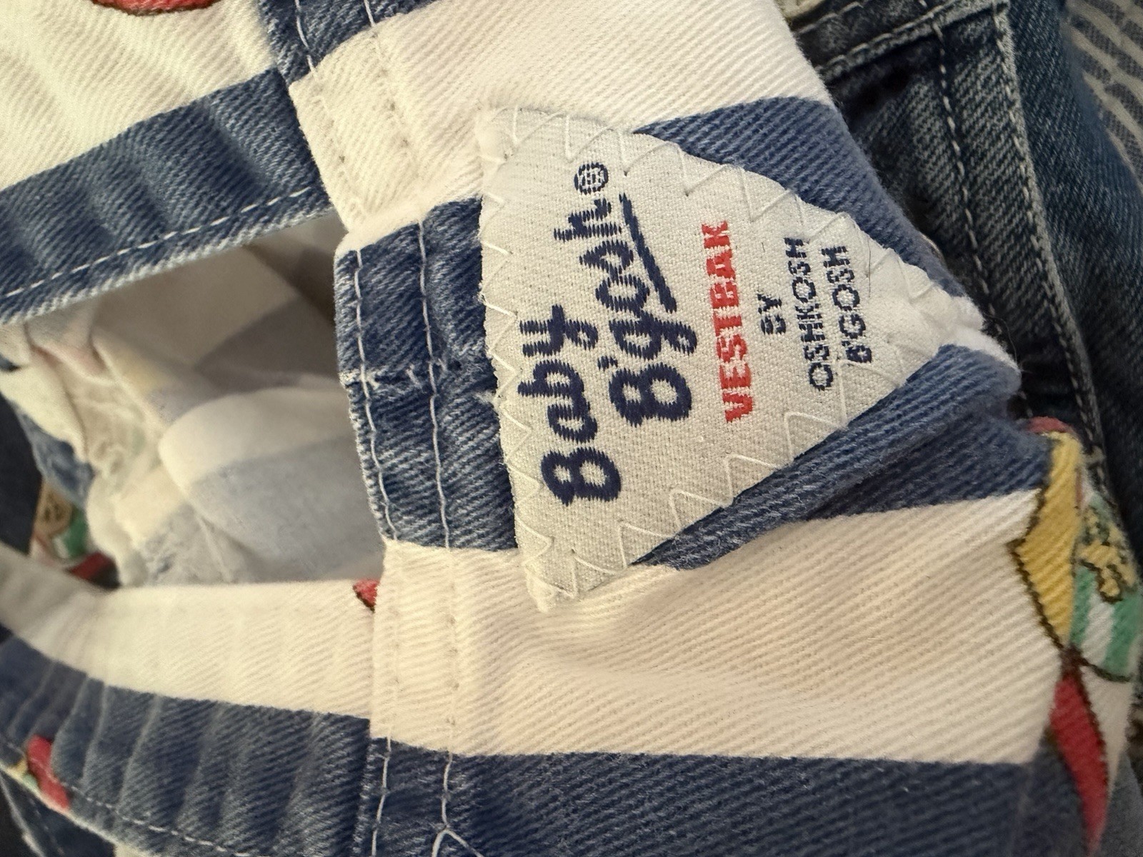 VTG OshKosh B’Gosh Bubble Overalls Nautical Sailor Bear Shortalls 90s 18 months