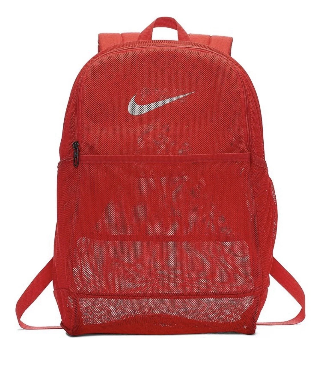 Nike Brasilia Mesh Backpack 26L BA6050-657 Red Gym Training Bag New