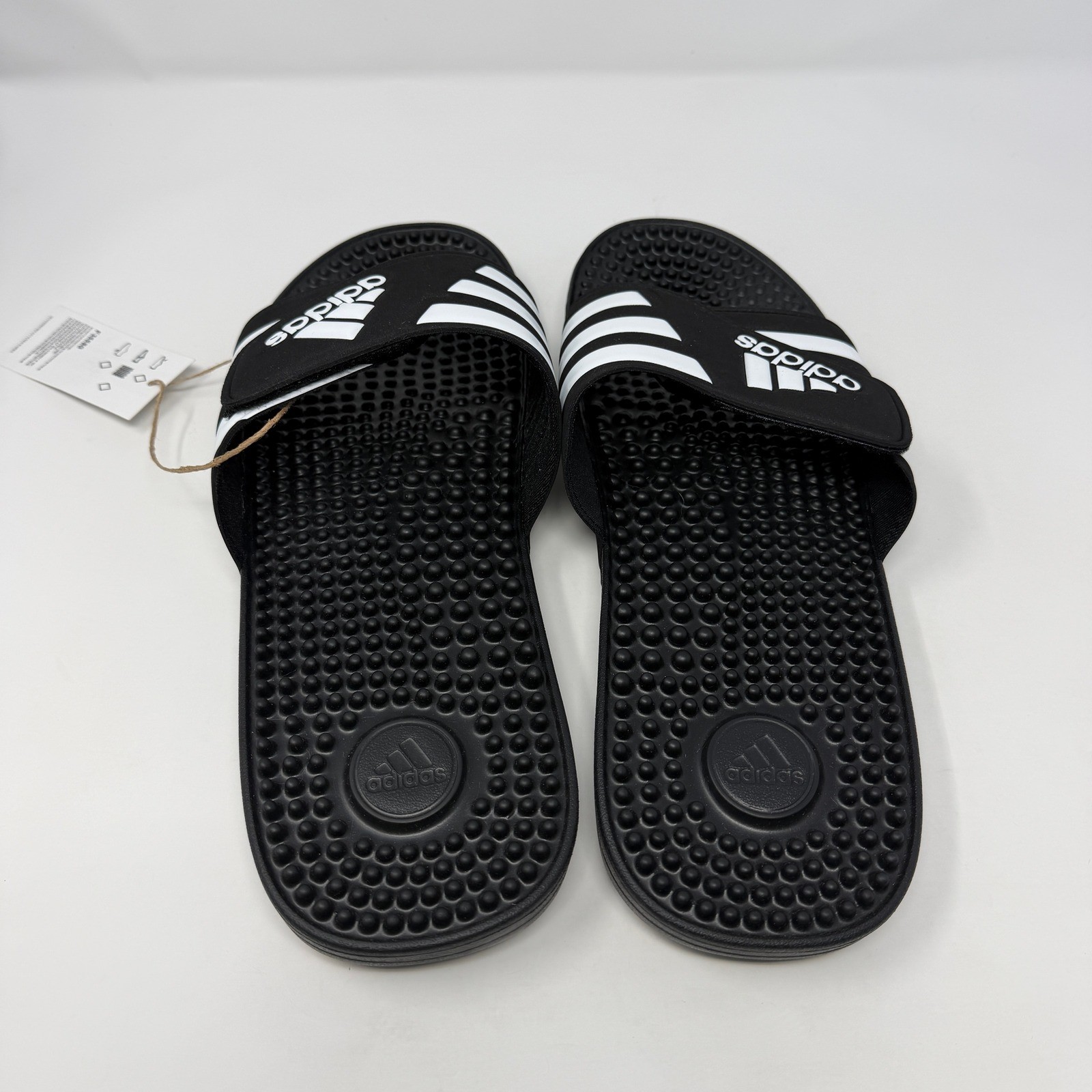 Adidas Adissage Slides Men’s Size 12 Black White Massage Pins NWB