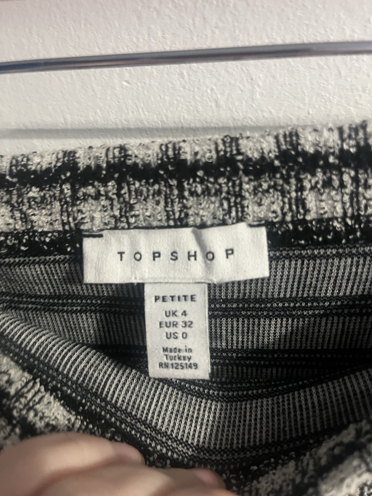 Women’s Black/grey/white Mini Skirt, Topshop, Size 4