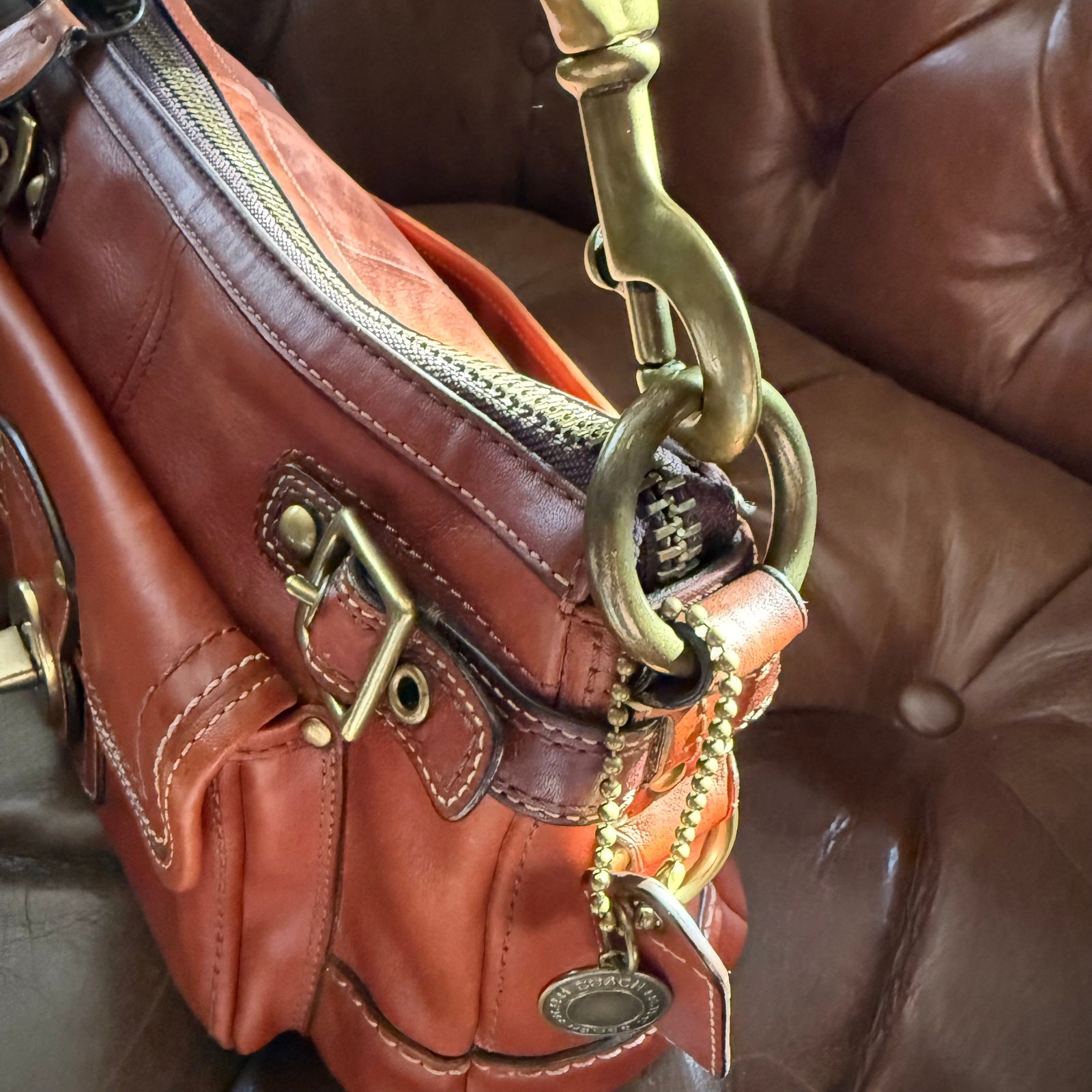 Coach 65th Anniversary Legacy Leigh Shoulder Bag Cognac Leather 11127