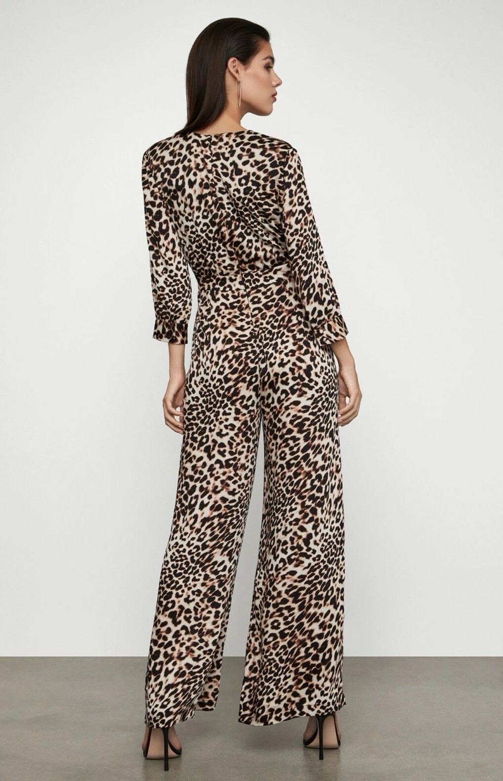 BCBG MAXAZRIA Neutral Classic Leopard-Print Jumpsuit Size XXS MSRP: $328.00