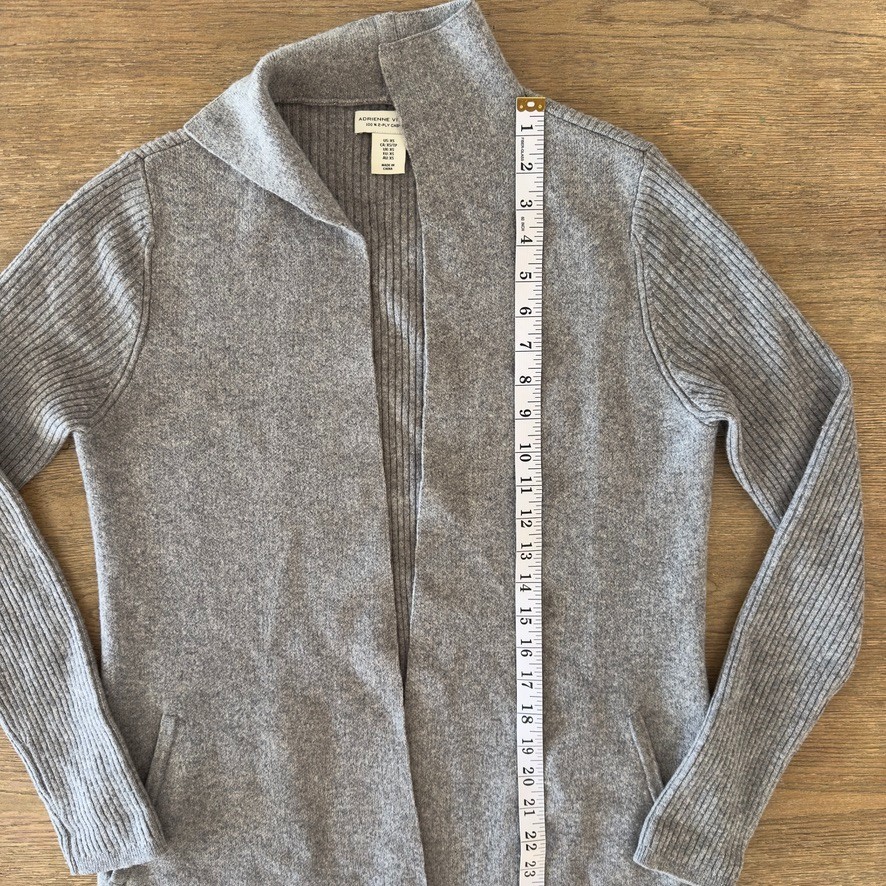 ADRIENNE VITTADINI Women’s 100% 2-Ply Cashmere Coat Open Cardigan-Grey-Sz XS
