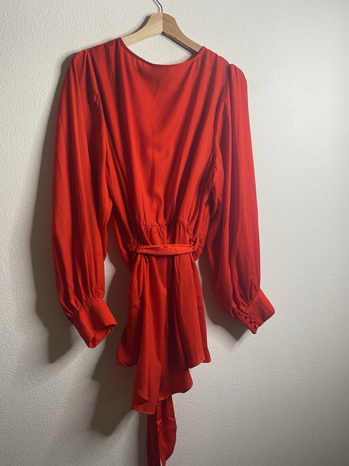 City Chic Blouse Womens Hi Low Wrap Tie Red Size 18