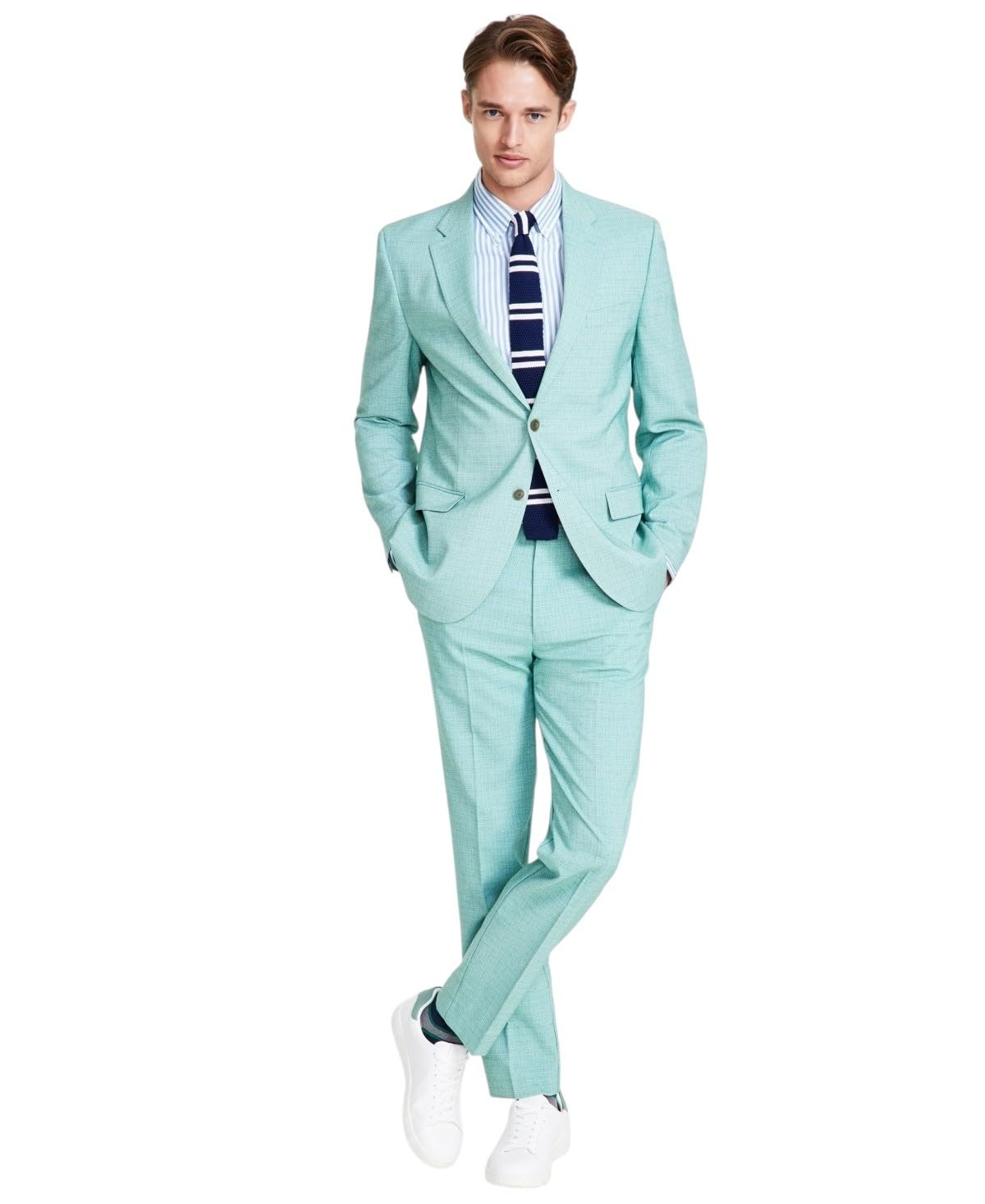 Nautica Men’s Modern-Fit Cotton Stretch Suit GREEN, 36S, W30