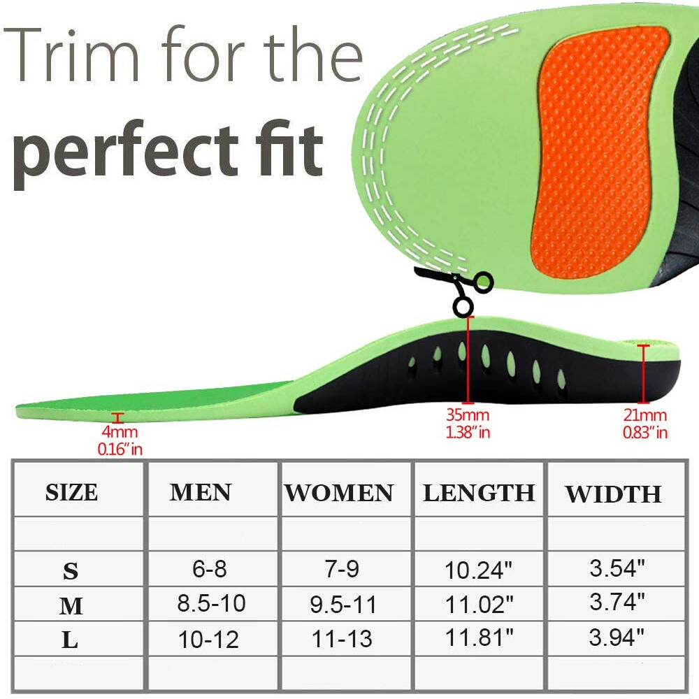 Pair Orthotic Shoe Insoles Inserts Flat Feet High Arch Support Plantar Fasciitis
