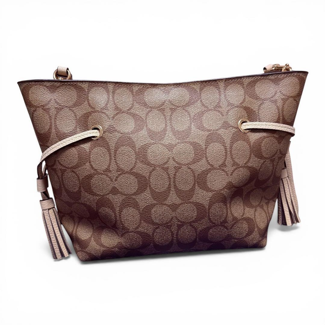 Coach Andy Tote Signature Canvas Leather Used Genuine Bag