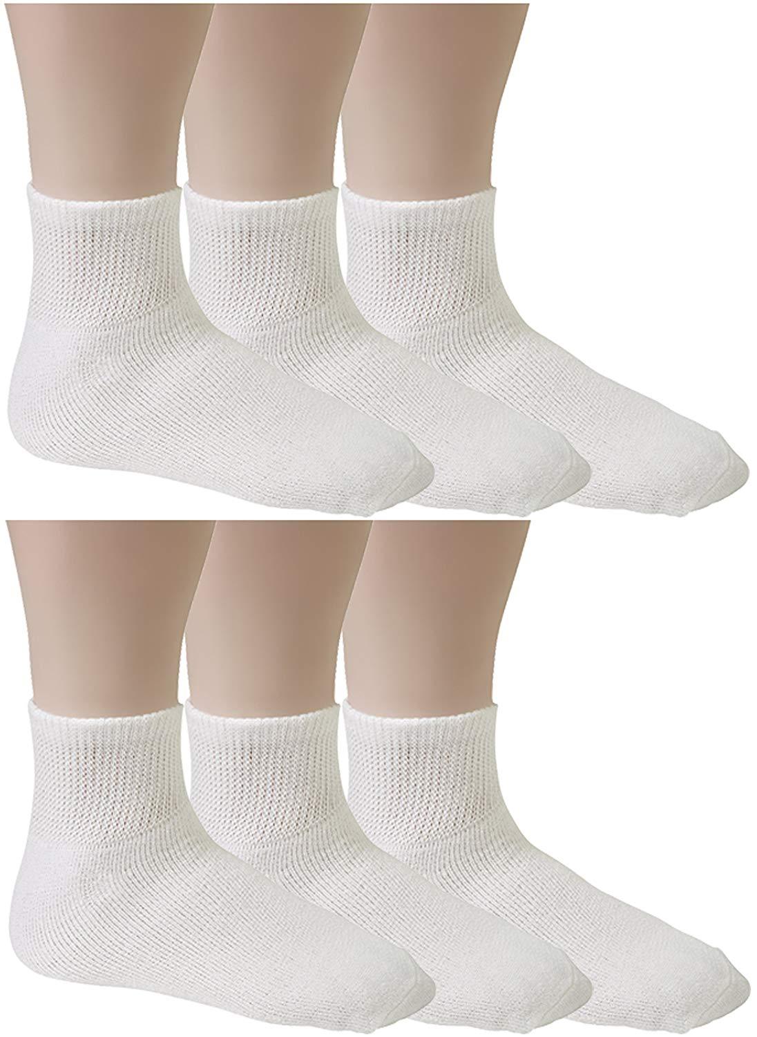 3,6,12 Pairs Diabetic Ankle Quarter Circulatory Socks Health Cotton Mens Color