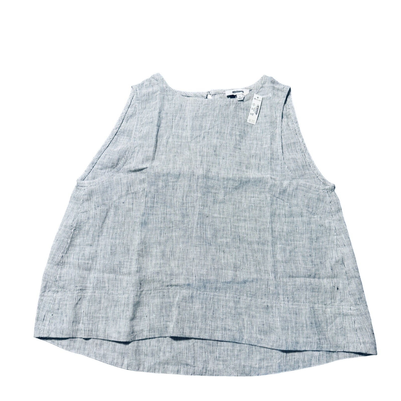 NWT Madewell Small Shell Top in 100% Linen Black White Mini Stripe Lightweight