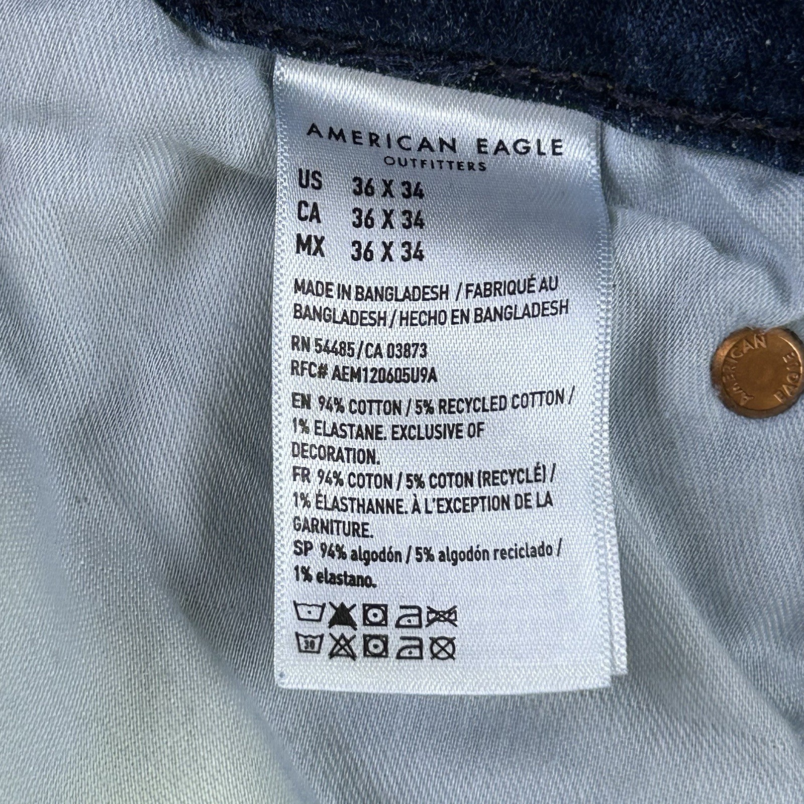 American Eagle Jeans Original Straight Mens Dark Wash 36×34 33 Air Flex Stretch