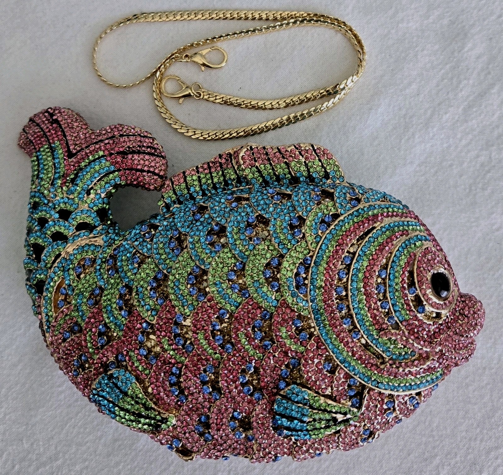 Goldfish Shaped Crystal Evening Bag Women Gorgeous Crystal Metallic Clutch Purse