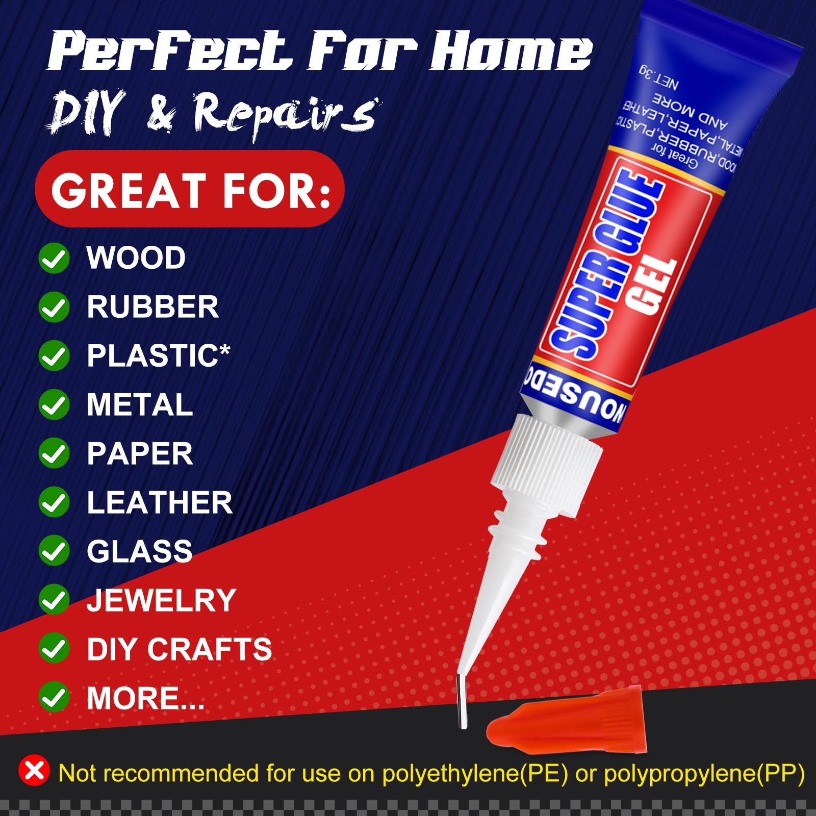 12-Pack Super Glue Gel, Fast Strong Cyanoacrylate CA Adhesive (12 x 3g)