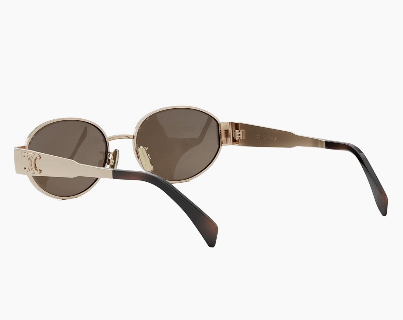 Celine CL40235U 28E Triomphe Metal Oval Sunglasses Rose Gold Brown AUTHENTIC