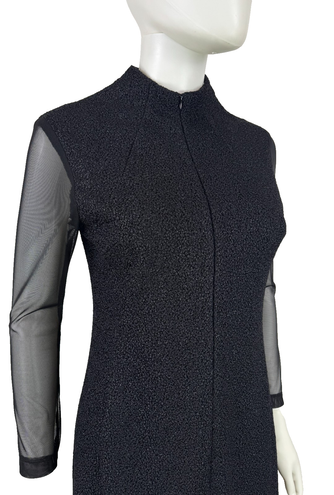 $3K Akris Black Sheer Mesh Cocktail Dress 6 US 42 IT 36 D M Tweed Runway MINT