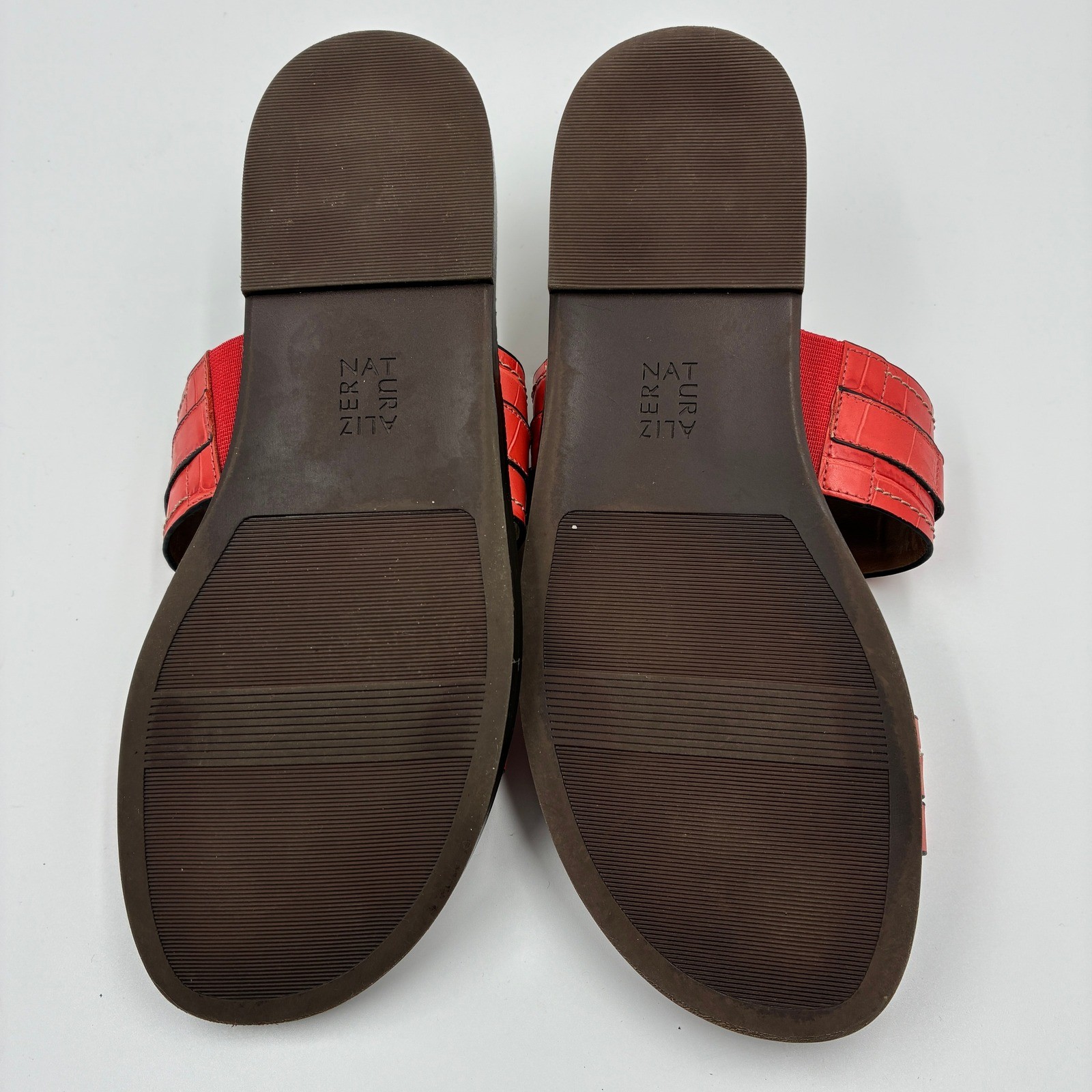 Naturalizer Karlie 9M Mango Spice Croc Leather Slides Toe Loop Sandals Women’s
