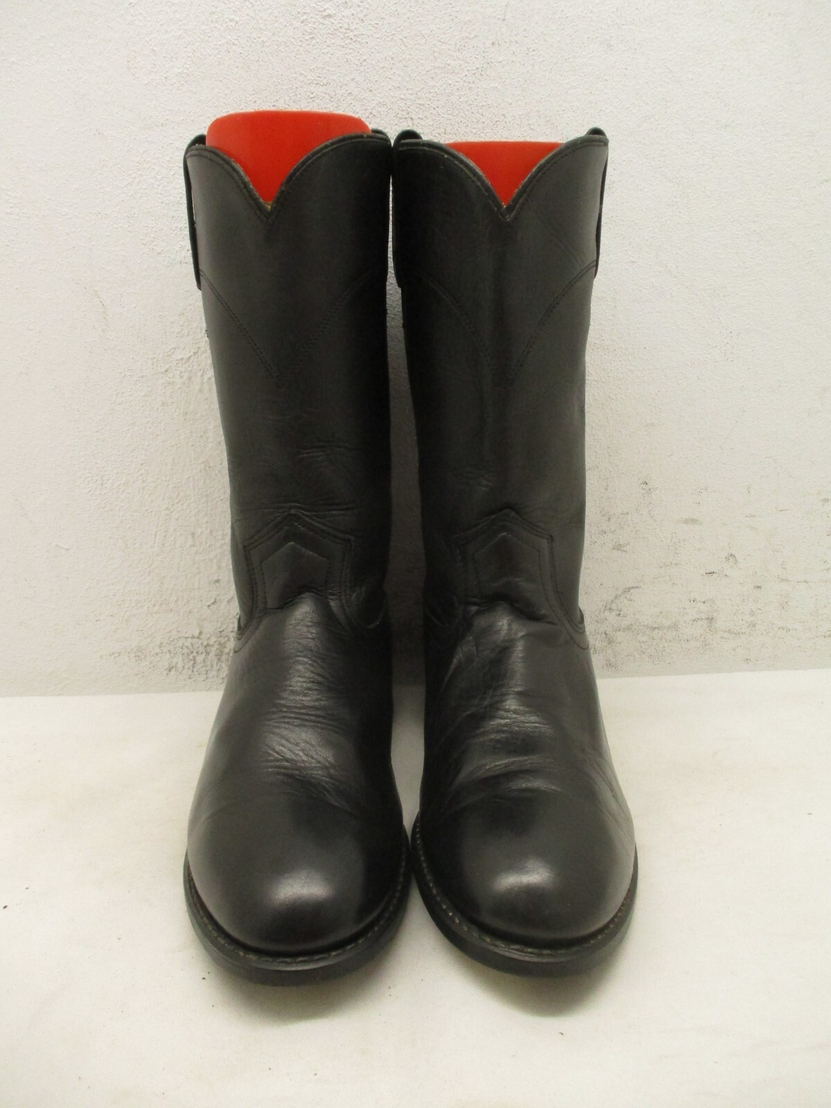 Acme Mens Black Leather Roper Style 15710 Cowboy Western Boots Size 7 D USA