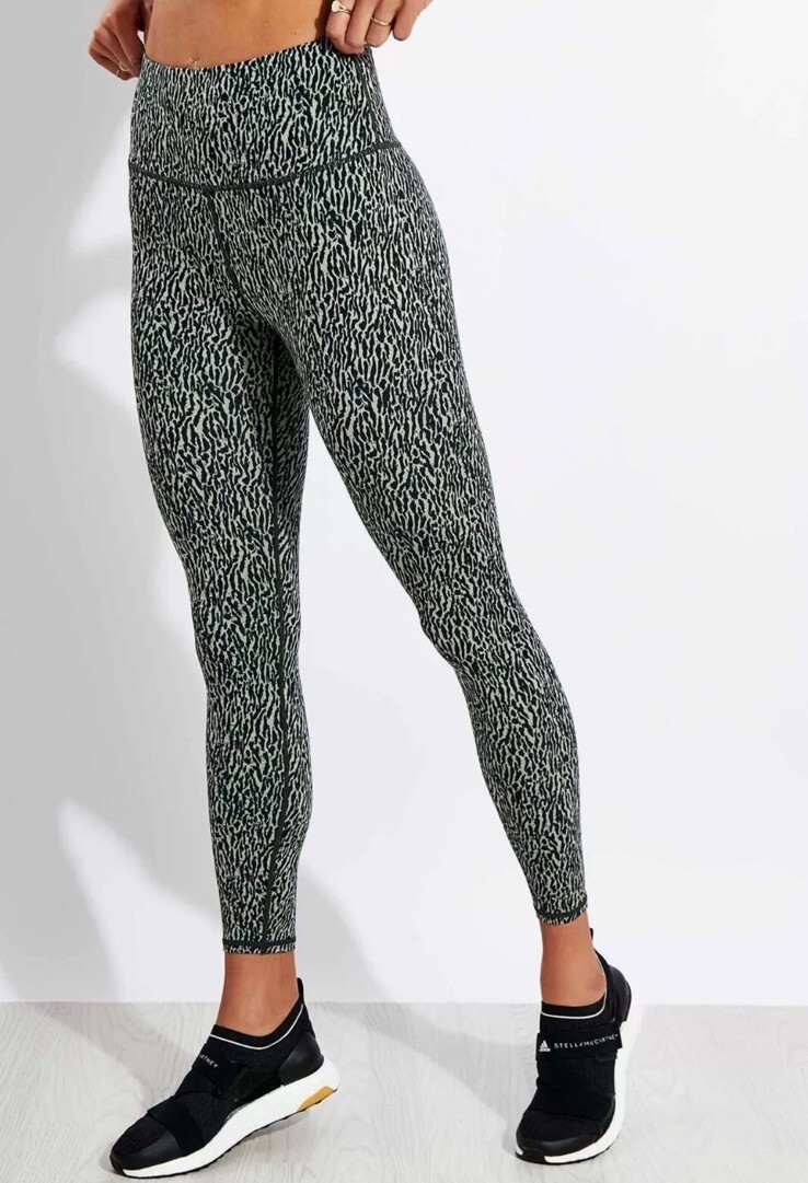 Varley Century Leggings Zebra Animal Print Black Gray High Rise Size Small