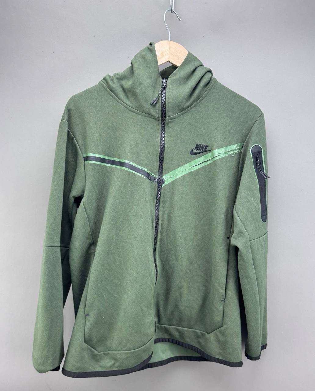 Nike Tech Fleece Mens Olive Green Full Zip Hoodie Size M