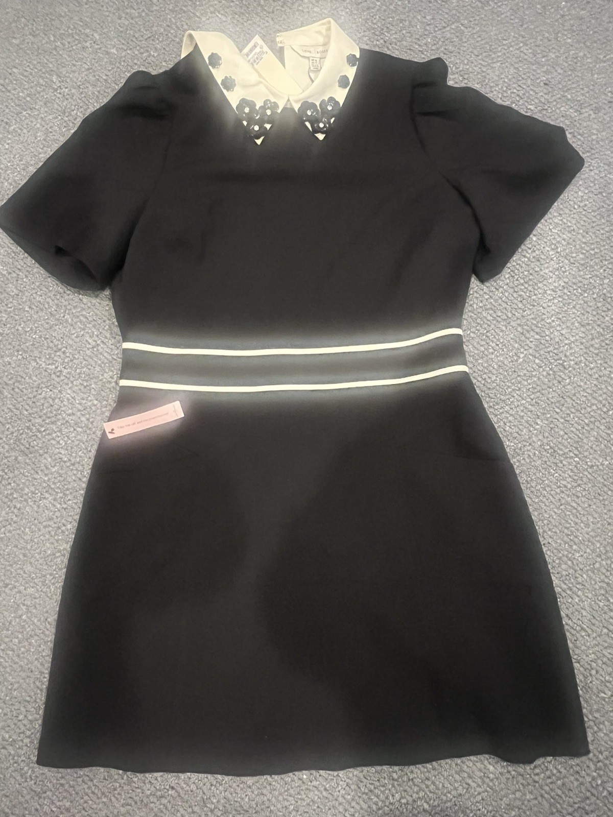 BNWT Love & Roses Black White Embellished Collar Shift Dress UK16 US12