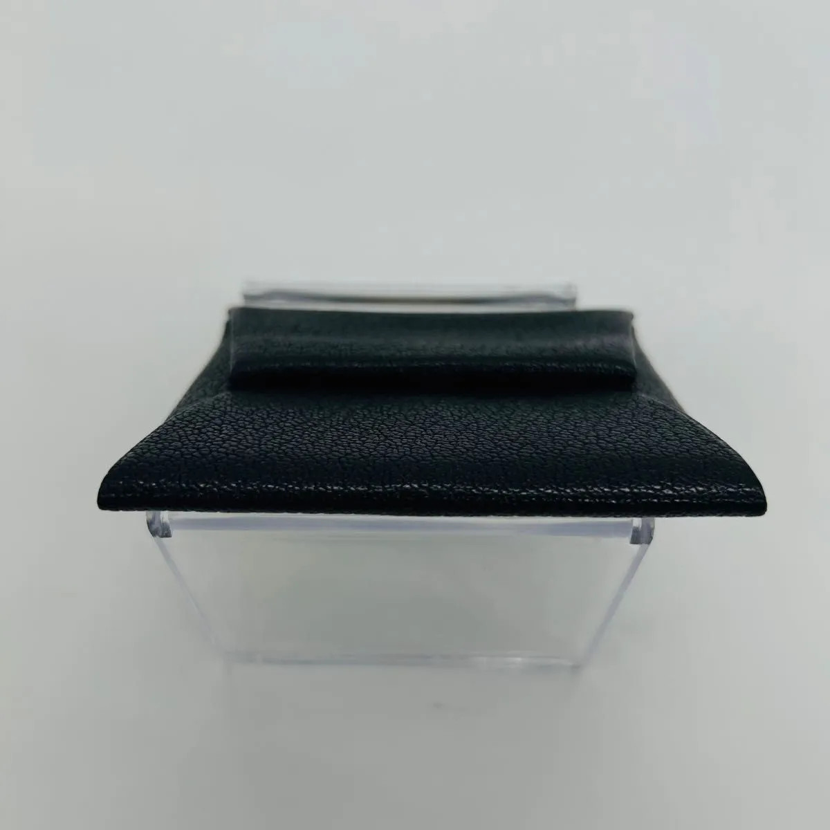 HERMES Bastia H-engraved Coin Purse Black Leather