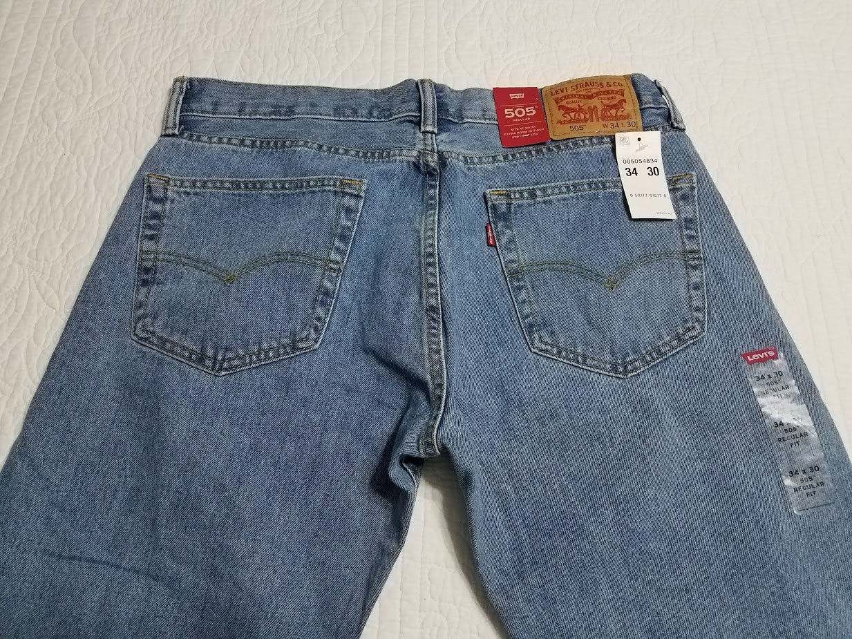 NEW LEVIS MENS 505 REGULAR FIT STRAIGHT LEG DENIM BLUE JEANS 005054834