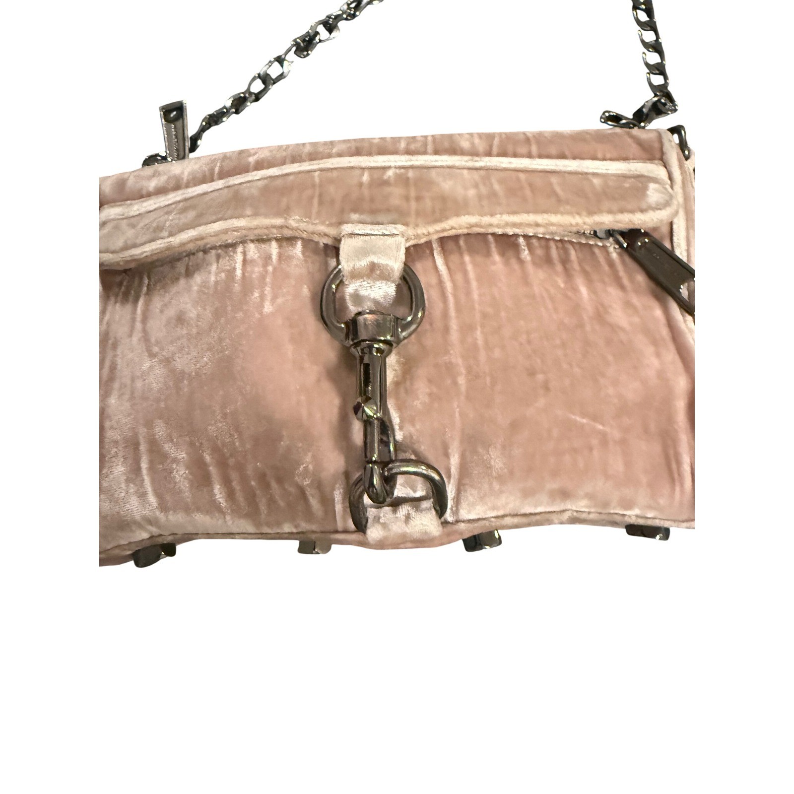 Rebecca Minkoff Mini MAC Velvet Crossbody Bag Blush Pink Gunmetal Hardware