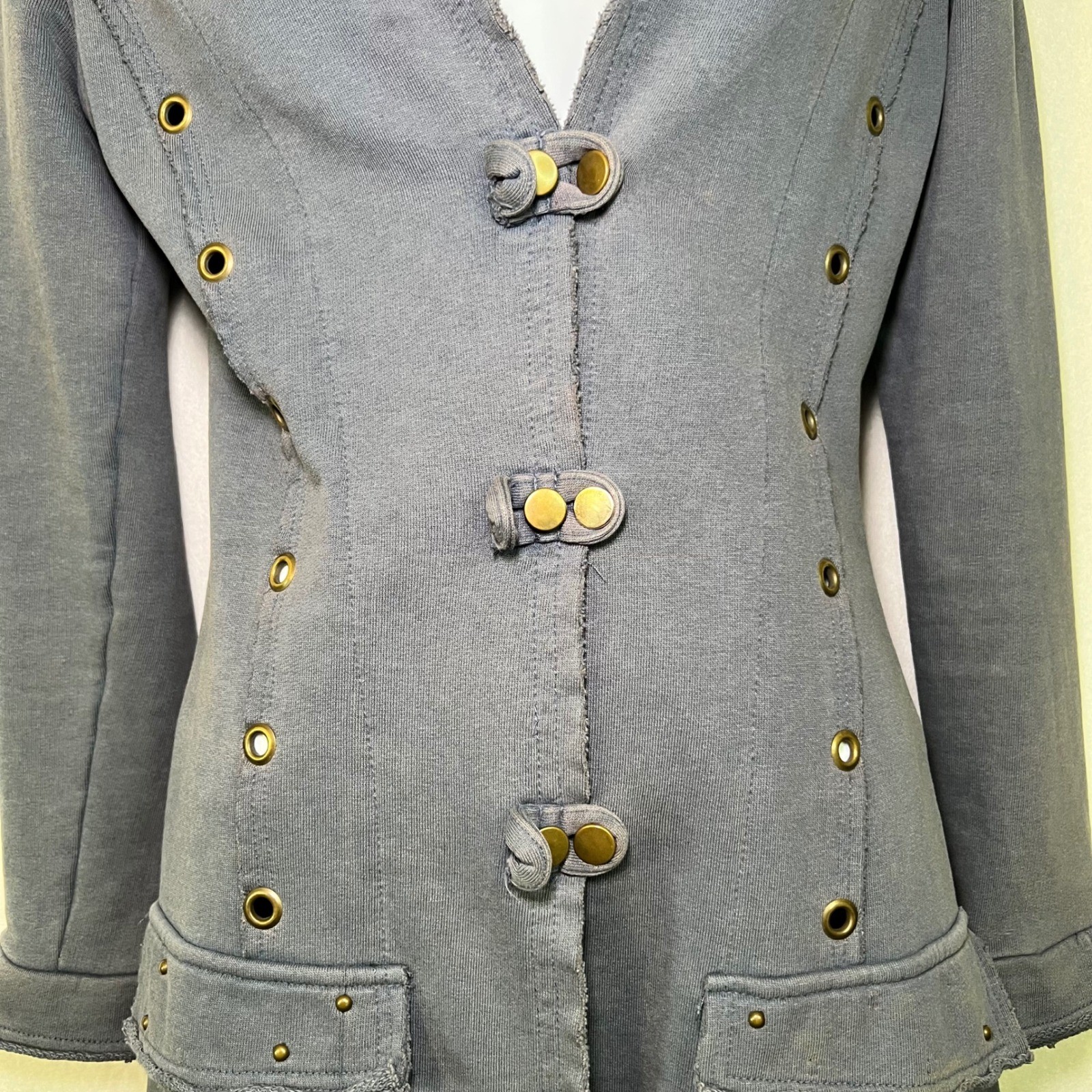 RARE Vintage Diesel Women’s Grey Embroidered Longline Military-style Jacket XS
