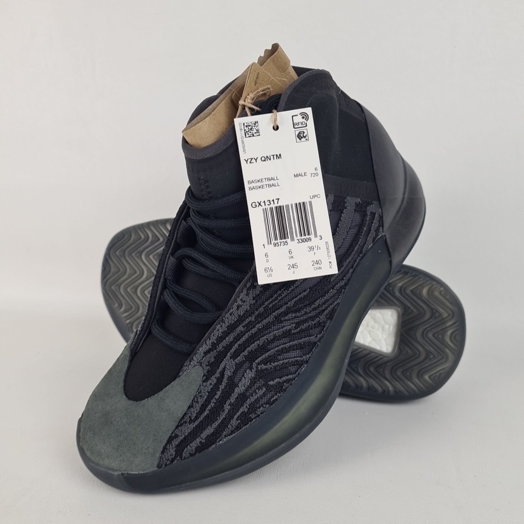 Adidas Men’s Yeezy Qntm GX1317 Lace Up Sneakers Athletic Shoes Black Sz 6.5