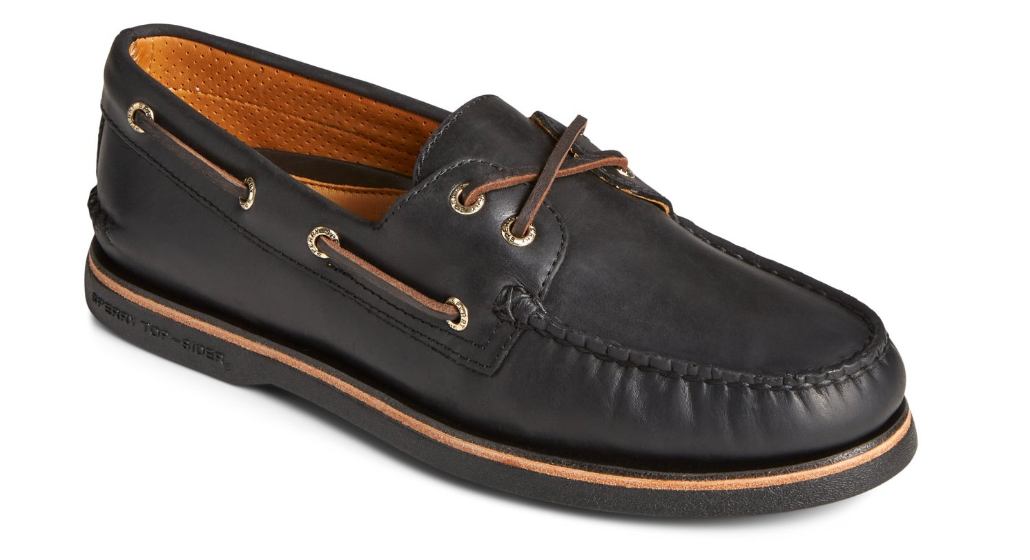 Sperry Gold Cup A/O 2 Eye Burnished Black Boat Shoe Men’s sizes 7-14 NEW!! WIDE